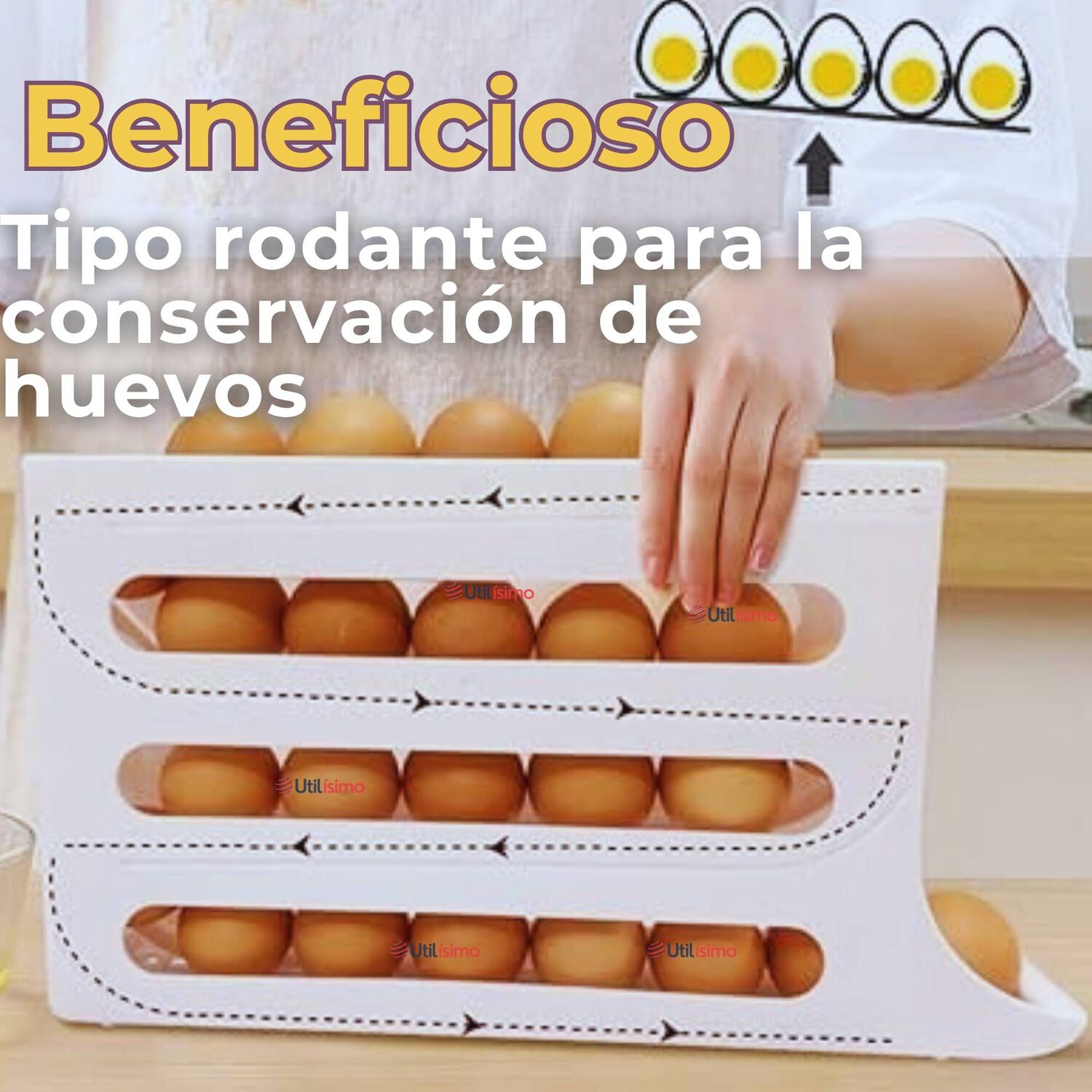 Organizador Dispensador De Huevos Para 30 Huevos Huevera 4 Niveles image number 4.0