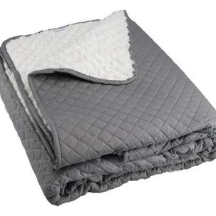Quilt Andes Sherpa Liso Gris 2 Plazas