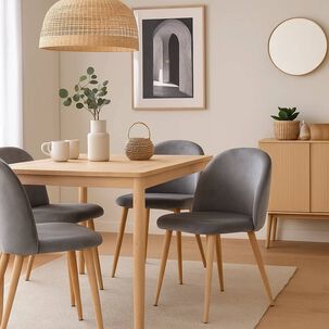 Pack 4 Sillas Sitial Acolchados Nordico Bread - Gris