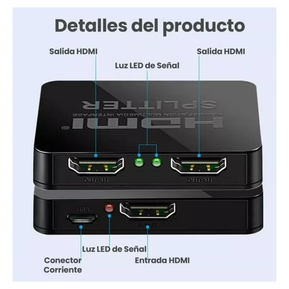 Adaptador Hdmi Splitter 1x2 Fhd Negro Mp4103 image number 4.0