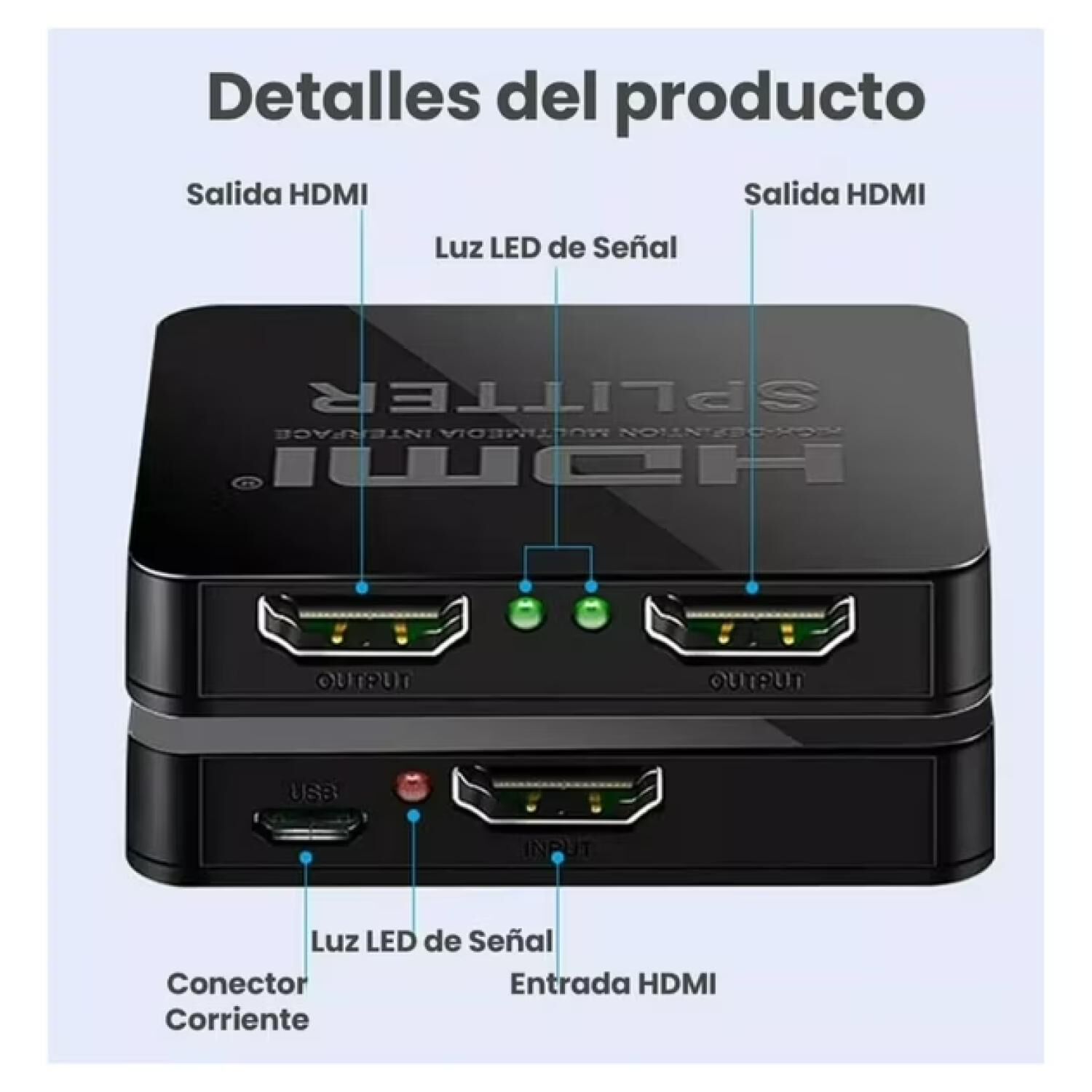Adaptador Hdmi Splitter 1x2 Fhd Negro Mp4103 image number 4.0