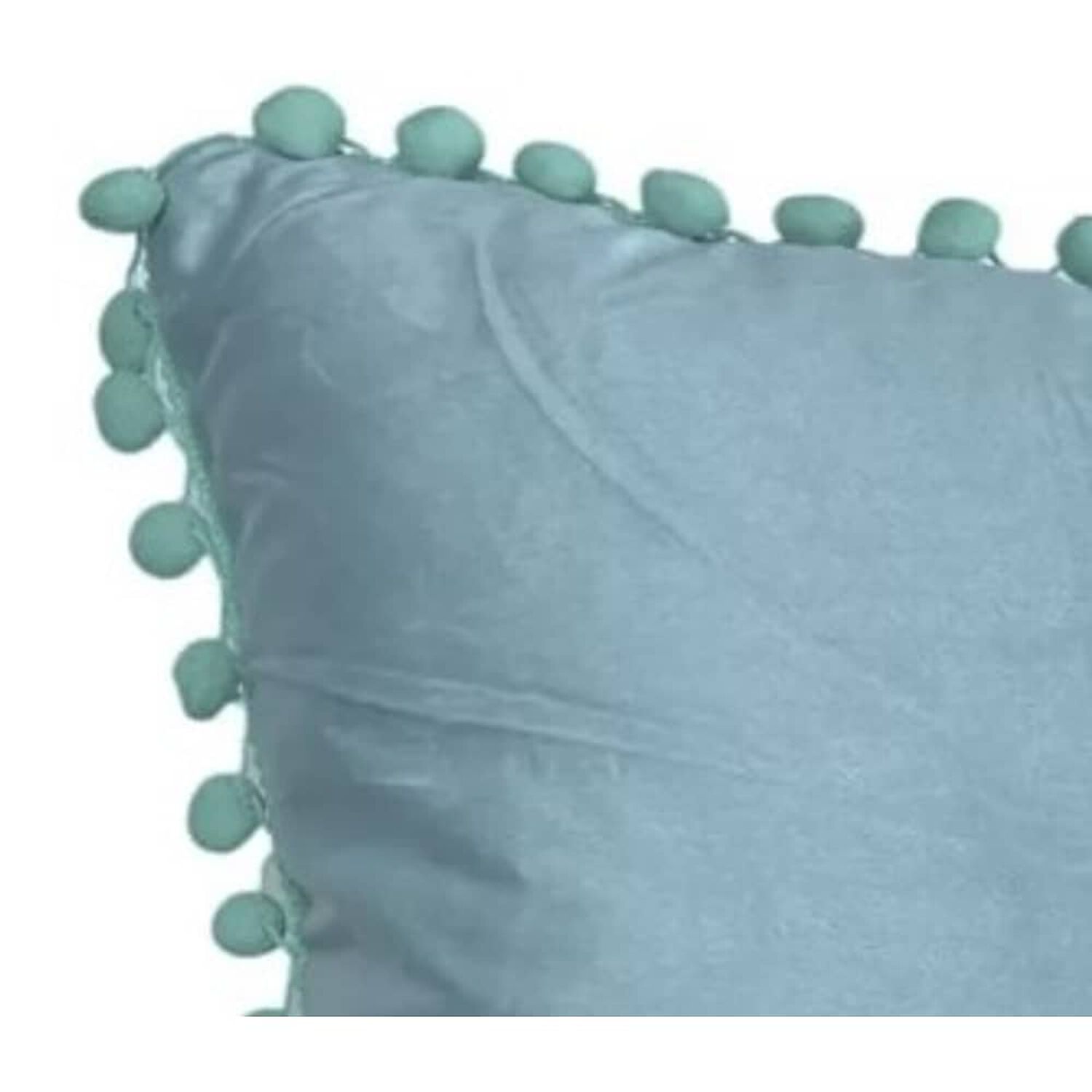 Funda De Cojines Con Pompones. Medida 45x45. Terciopelo. Verde Menta image number 2.0