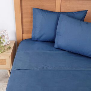 Sabana 144 Hilos Lisas King Azul