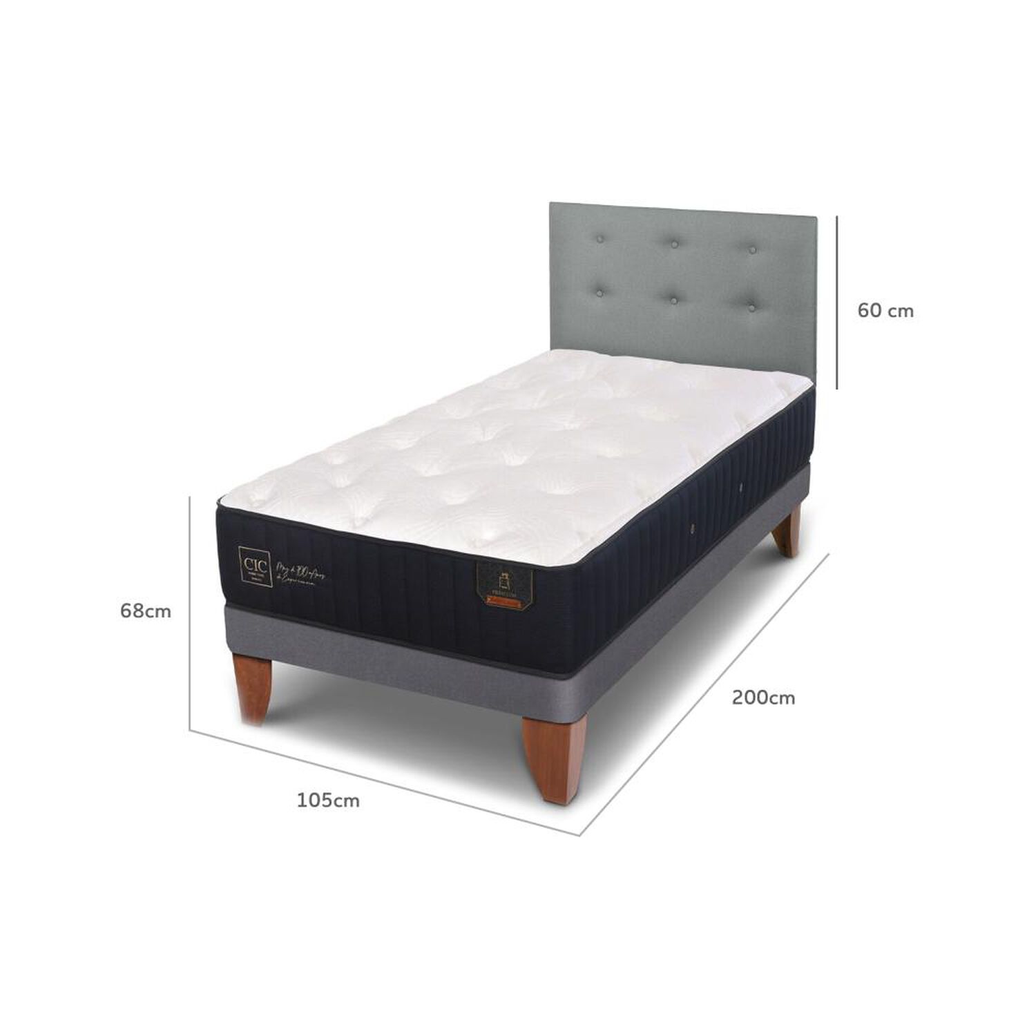 Cama Europea Cic Premium / 1.5 Plazas / Base Normal + Respaldo image number 4.0