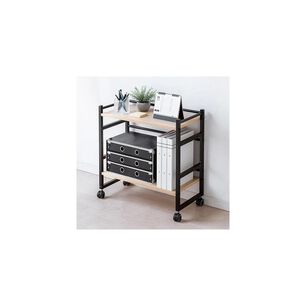 Carro Estante Organizador Ruedas 2 Niveles Madera Negro