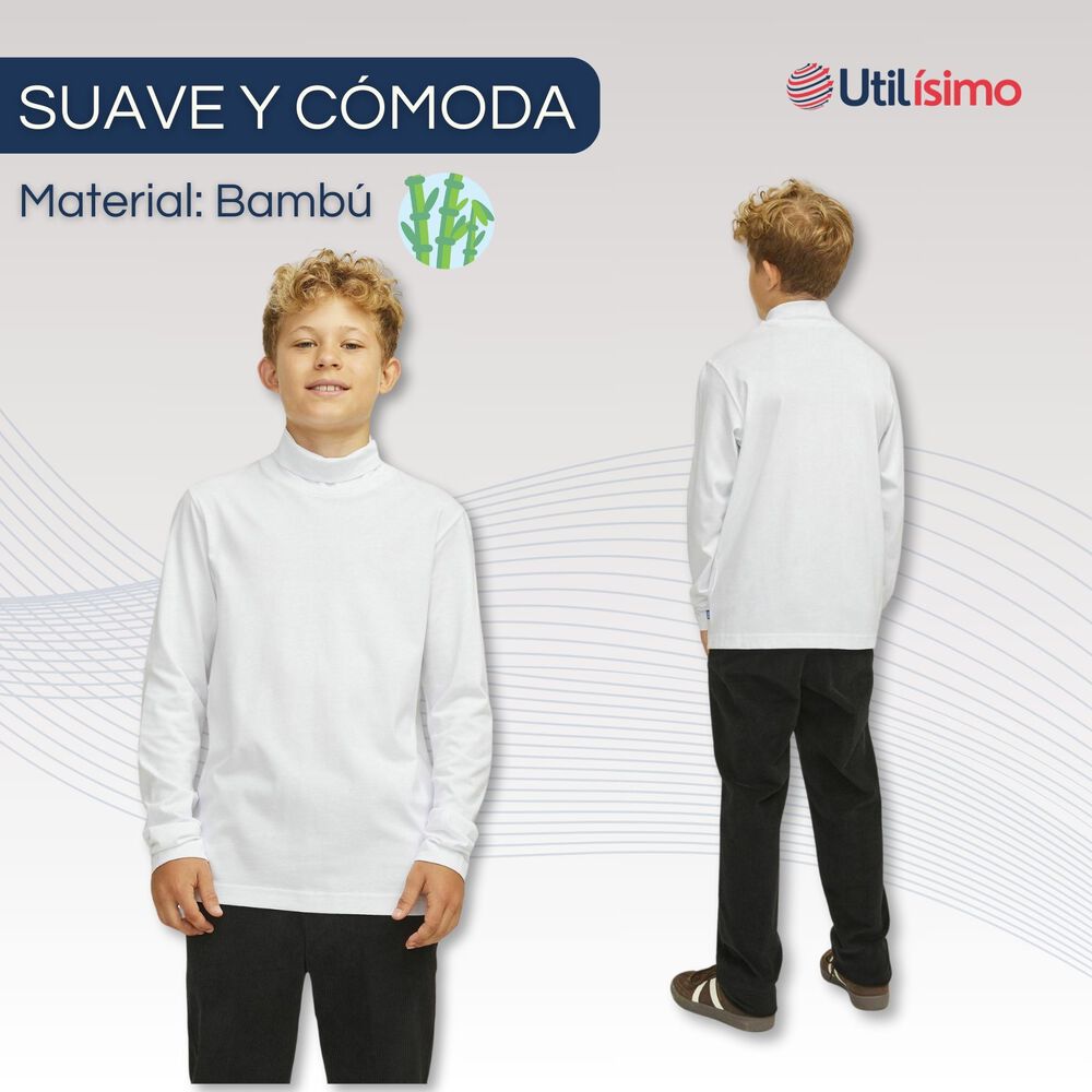 Pack 3 Camisetas Poleras Beatle Bambú Manga Larga Niño Primera Capa Surtido image number 3.0