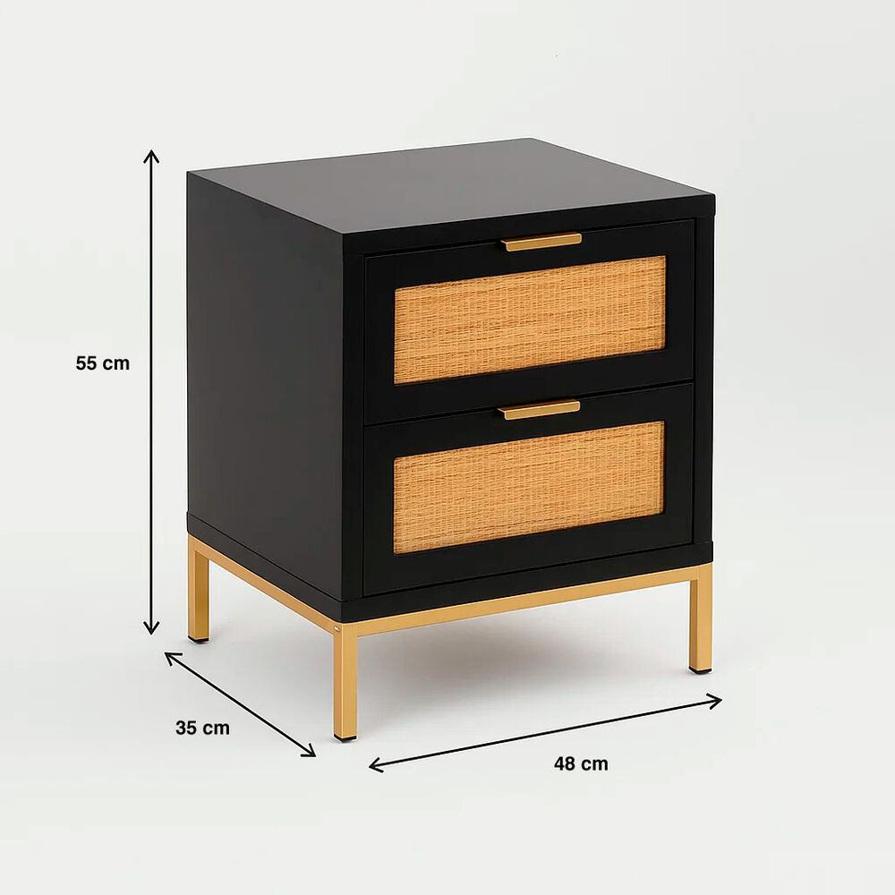 Pack De 2 Veladores Rattan Dark Dos Cajones image number 3.0