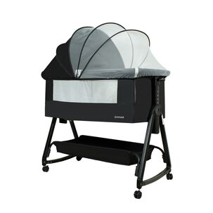 Cuna Colecho Balancin Cloud Colch&oacute;n Mosquitero Canasto Negro