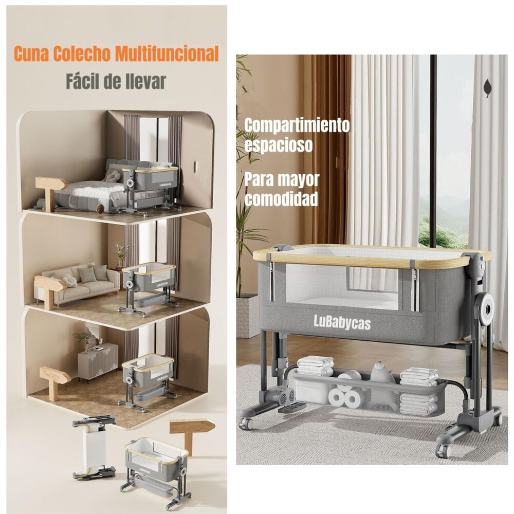 Cuna Colecho Con Mudador Colch&oacute;n Mosquitero Lubabycas Rosada image number 3.0