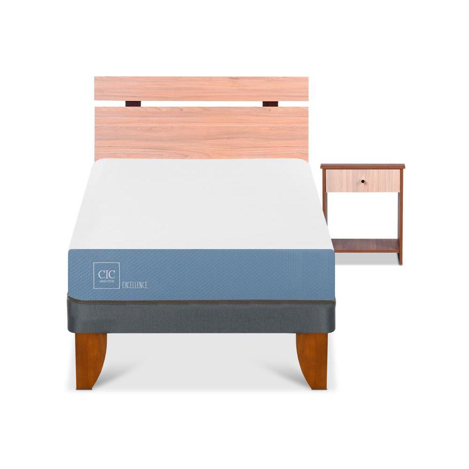 Cama Europea Cic Excellence / 1.5 Plazas / Base Normal + Set De Maderas image number 0.0