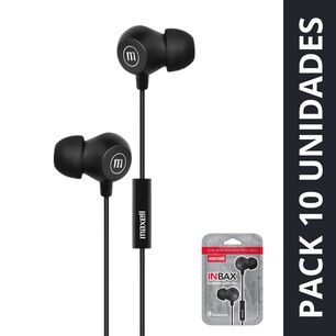Pack 10 Aud&iacute;fonos Maxell In-bax Con Micr&oacute;fono In Ear 3.5mm Negro