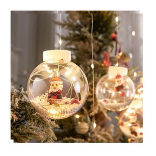 Guirnalda Led Esferas Transparentes De Navidad Santa
