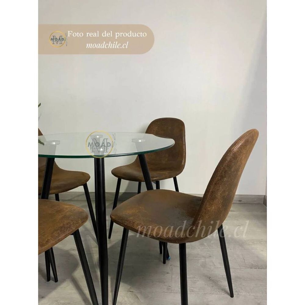 Silla Paris Ecocuero Vintage Caf&eacute; Oscuro Patas Negras image number 2.0