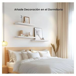 Repisa Flotante Minimalista Madera Blanca Organizador 60cm