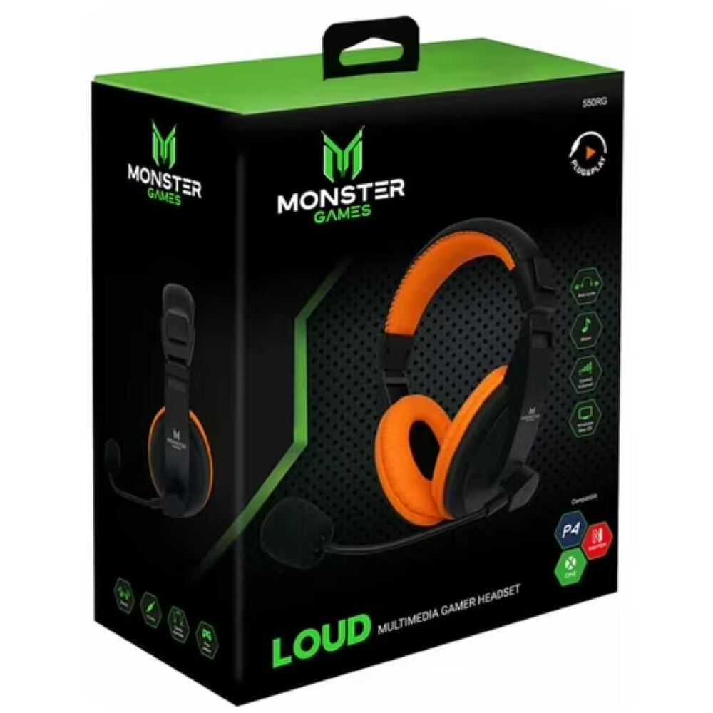 Audifono Gamer Jack 3.5 Negro Najaranja Loud image number 2.0