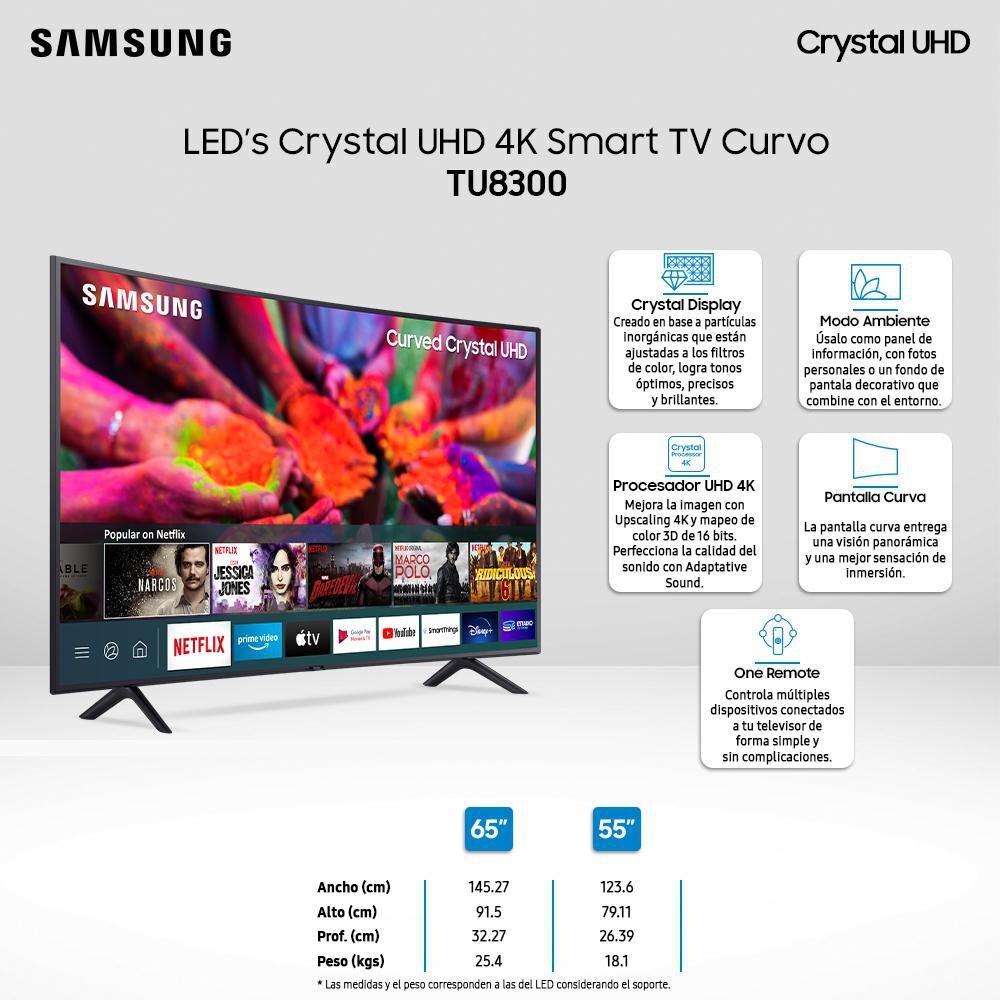 Led Samsung TU8300 / 55'' / Crystal Curvo UHD 4K / Smart Tv image number 2.0