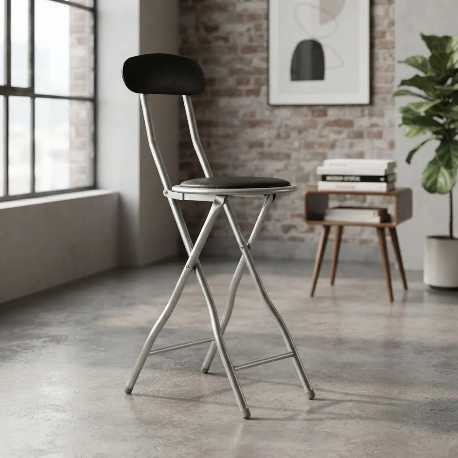 Silla Plegable Port&aacute;til Con Respaldo Multiuso Negro Y Gris image number 3.0