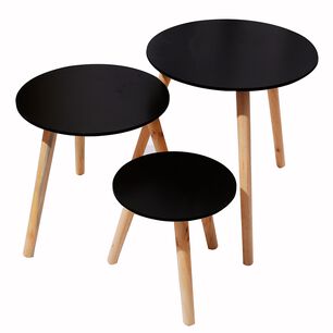 Set 3 Mesas De Centro Madera Negra