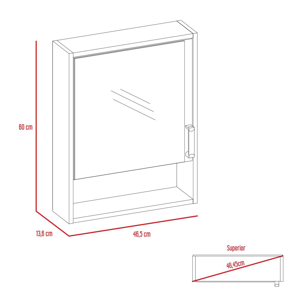 Botiquin 1 Puerta 60x46,5x13,6 Cm Caf&eacute; Oscuro image number 9.0