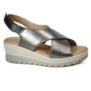 Sandalia Cuero Ebere Plateado