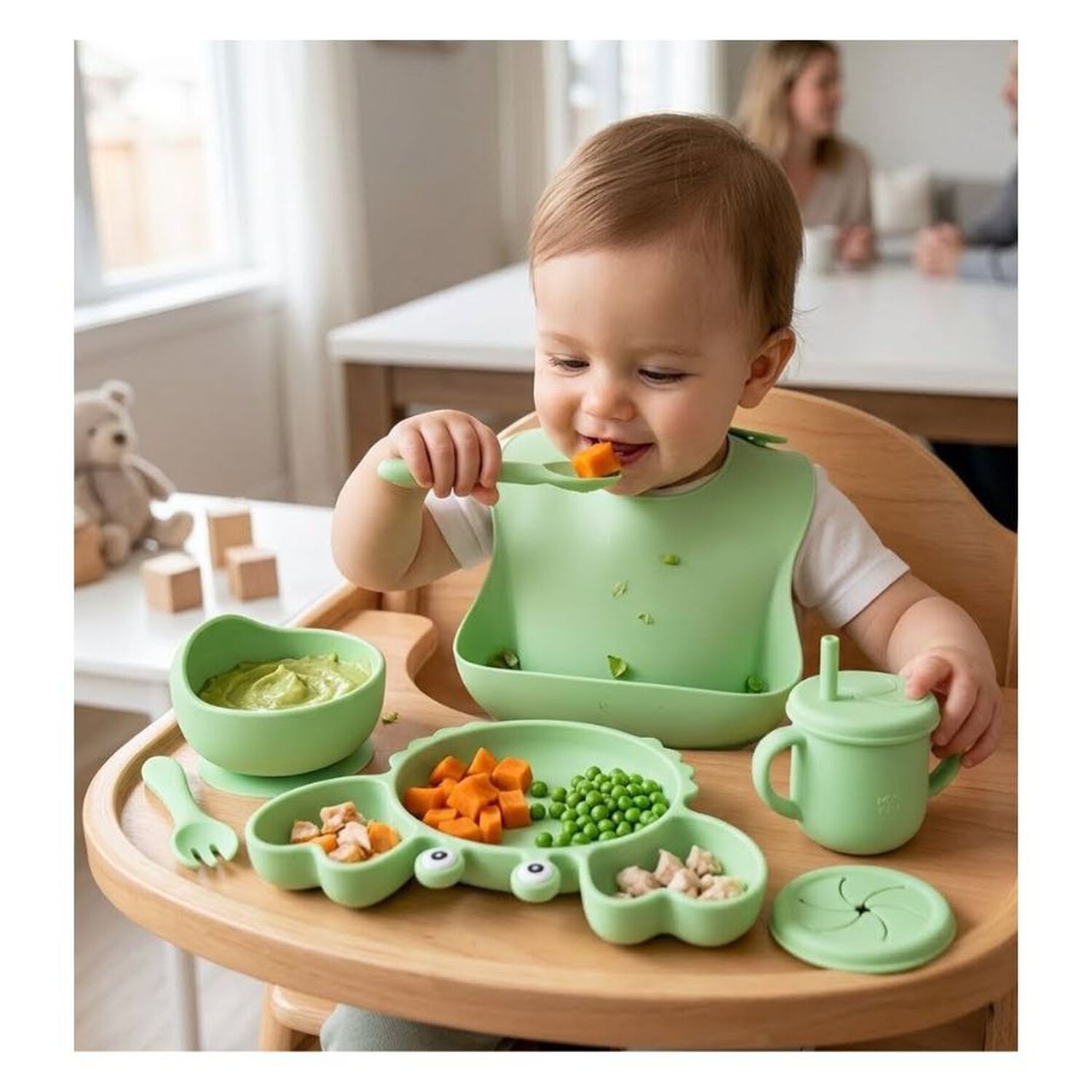 Set Alimentacion Bebe Silicona Plato Cangrejo image number 2.0