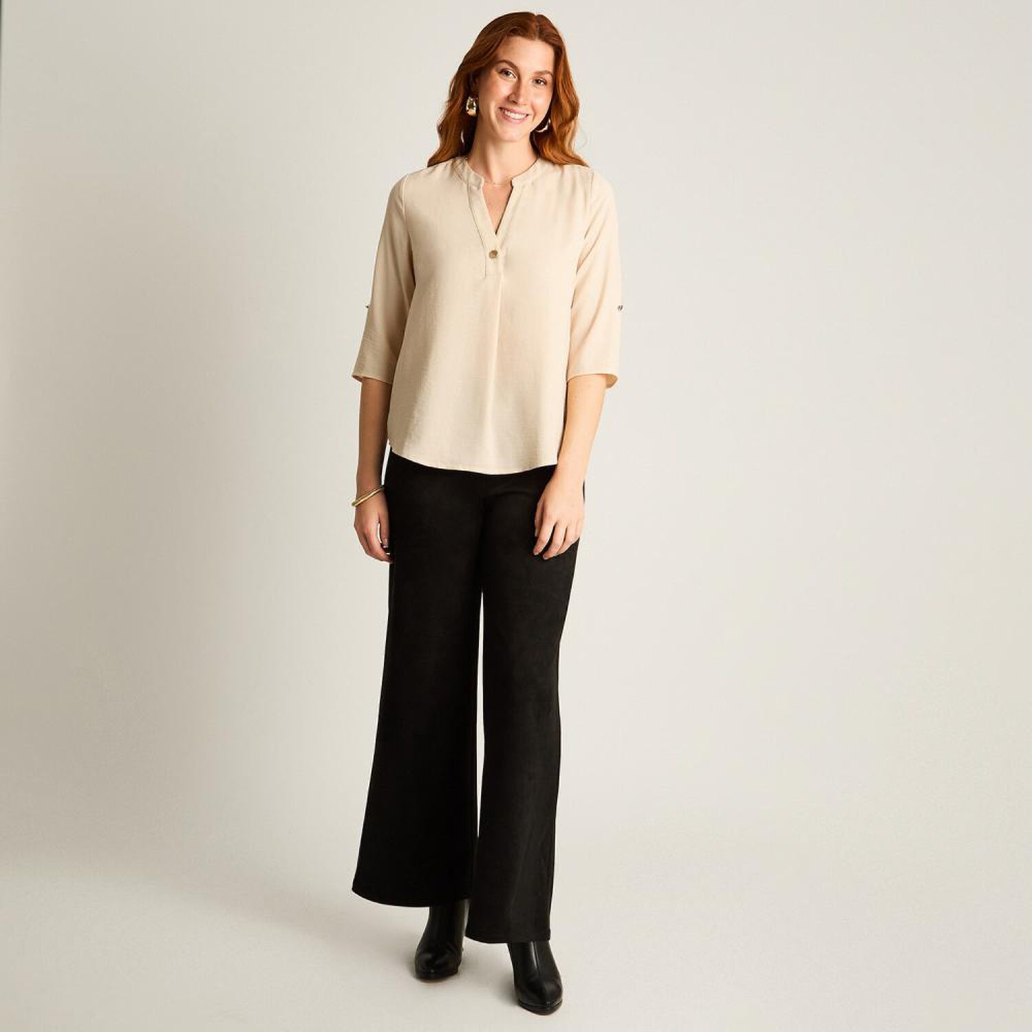 Blusa Manga 3/4 Cuello V Mujer Lorenzo Di Pontti image number 1.0