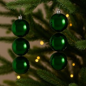 6 Esferas Navideñas Bambalinas Adorno 8cm Verde Decoracion