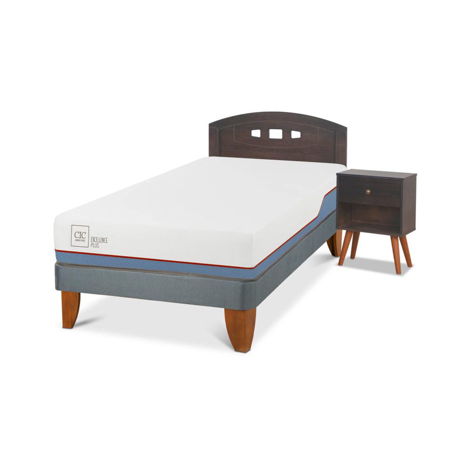 Cama Europea Cic Excellence Plus / 1.5 Plazas / Base Normal + Set De Maderas image number 1.0