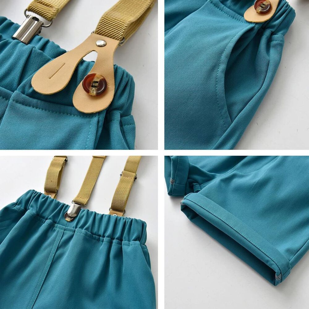 Conjunto De Vestir Con Corbatín Y Pantalón Corto 6 Meses A 4 Años Azul Cielo image number 5.0