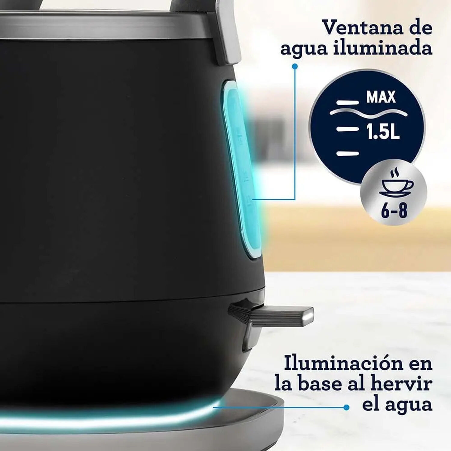 Tetera Hervidor Electrico Premium Oster 1.5 Litros Negro image number 3.0