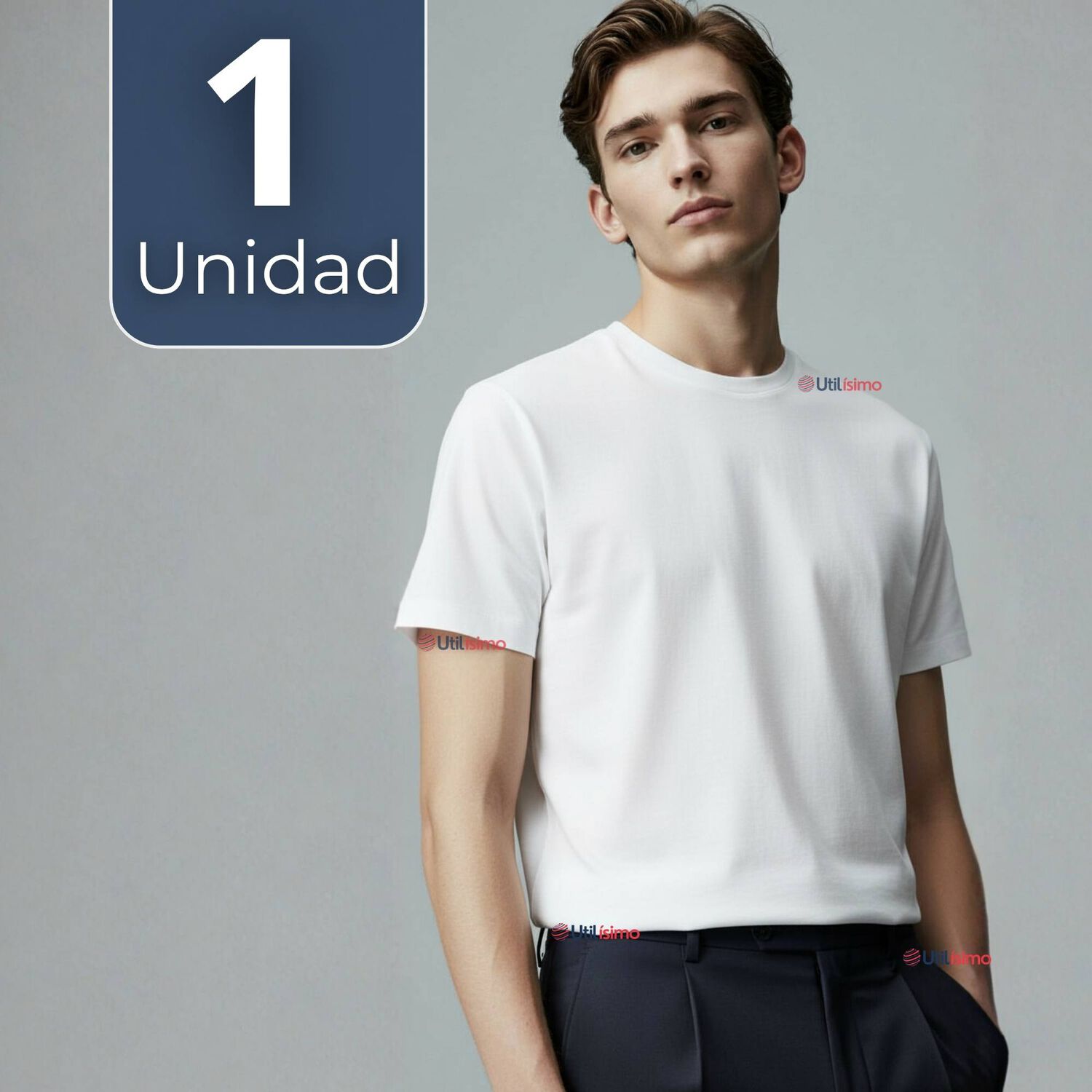 Polera Camiseta 150g Manga Corta 100% Algod&oacute;n Textura Suave Blanco Hombre image number 0.0