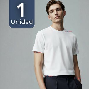 UTILISIMO Polera Camiseta 150g Manga Corta 100% Algodón Textura Suave Blanco Hombre