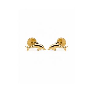 Aros Abridores Delf&iacute;n 9mm Oro 18k Beb&eacute; Ni&ntilde;a Hipoalerg&eacute;nicos Dorado