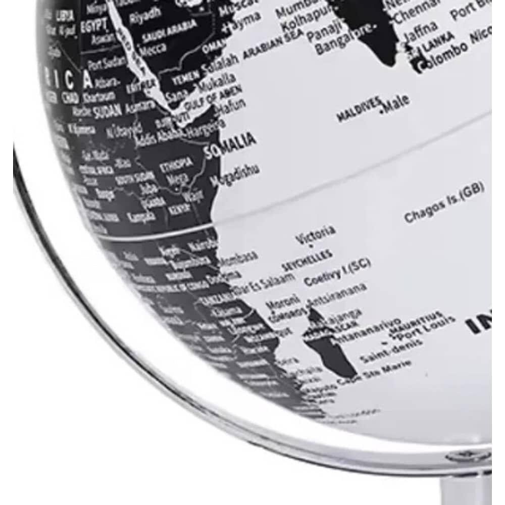 Globo Terr&aacute;queo Pol&iacute;tico Sop. Met&aacute;lico 20cm. Negro/blanco image number 1.0