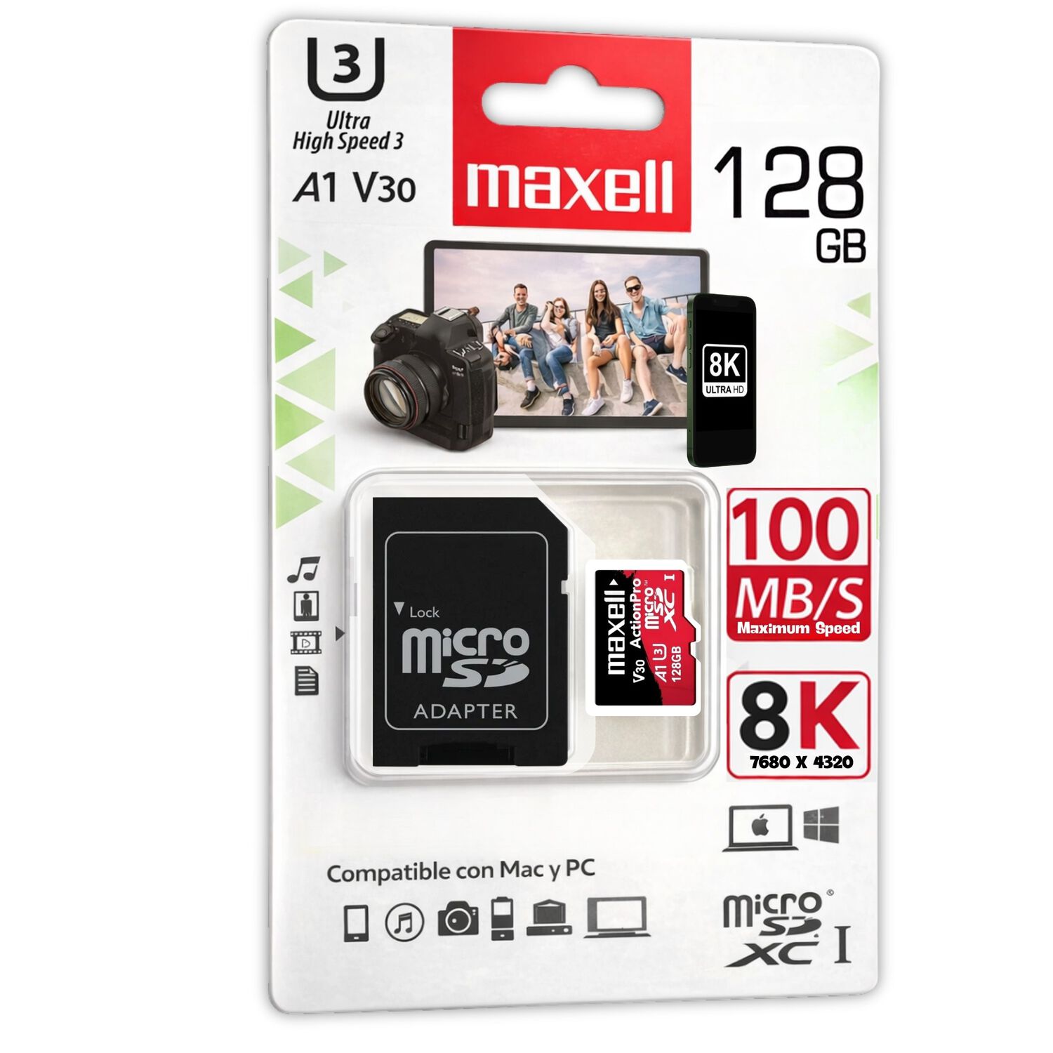 Memoria Microsd Maxell 128gb Clase 10 Action Pro 8k image number 0.0