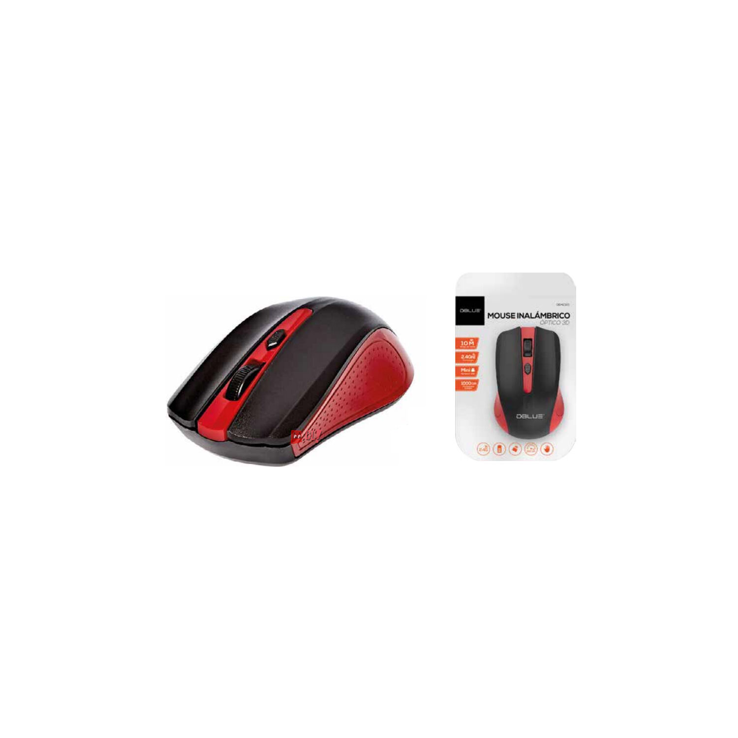 Mouse Inal&aacute;mbrico &Oacute;ptico De 3 Botones Color Rojo - Ps image number 2.0