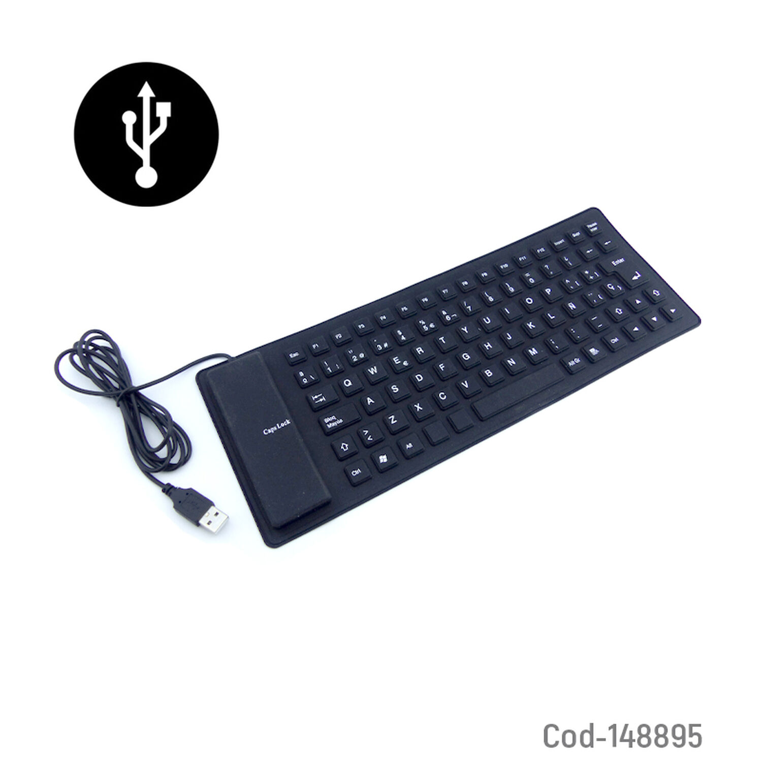 Teclado Flexible Para Viajes Compacto Espacio Reducido Portable Impermeable De Silicona image number 0.0