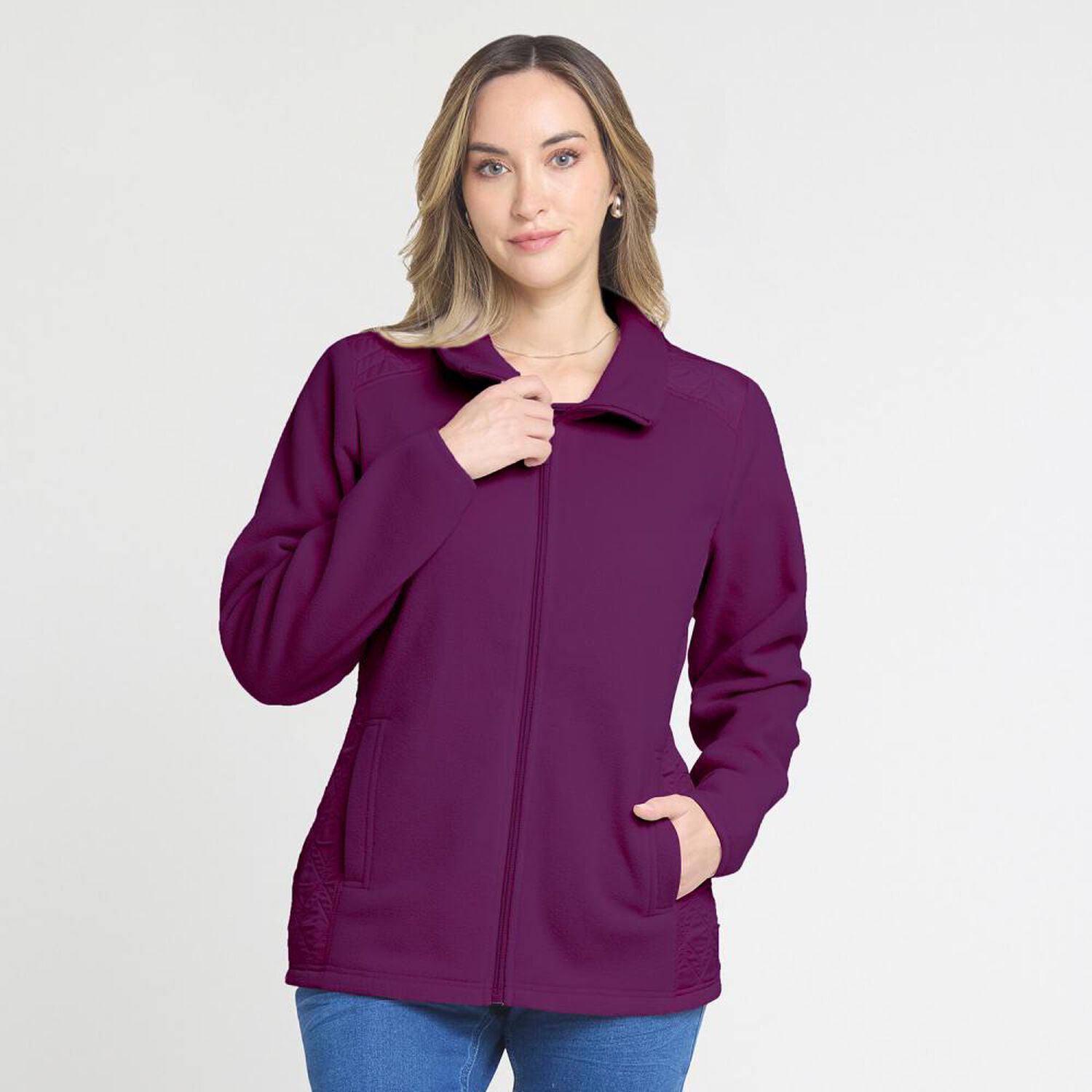 Poler&oacute;n Polar Regular Con Aplicaci&oacute;n Quilt Cuello Alto Mujer Lesage image number 0.0