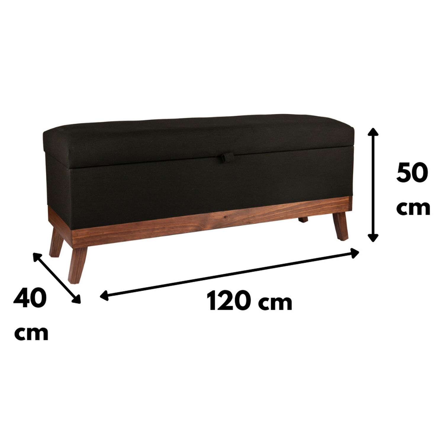 Banqueta Con Ba&uacute;l Incy Negro Delta 120x40x50 Cm M&aacute;xima Design image number 4.0