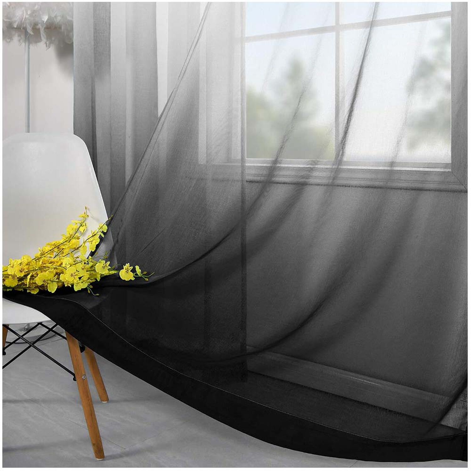 Pack De Visillo Degrade 140x220 Cm Negro image number 1.0