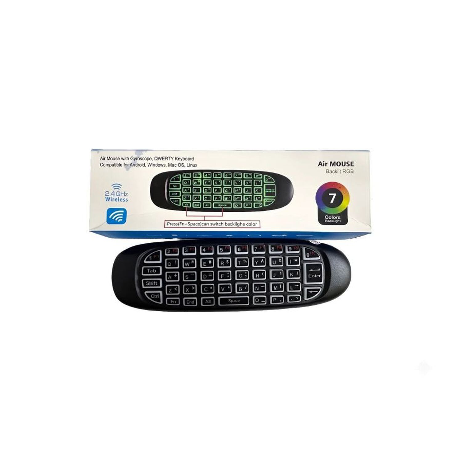 Air Mouse Teclado Qwerty Inal&aacute;mbrico Rgb 7 Colores Smart Tv Pc image number 0.0