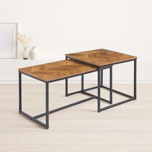 Mesa De Centro Doble Rectangular - Madera Clara