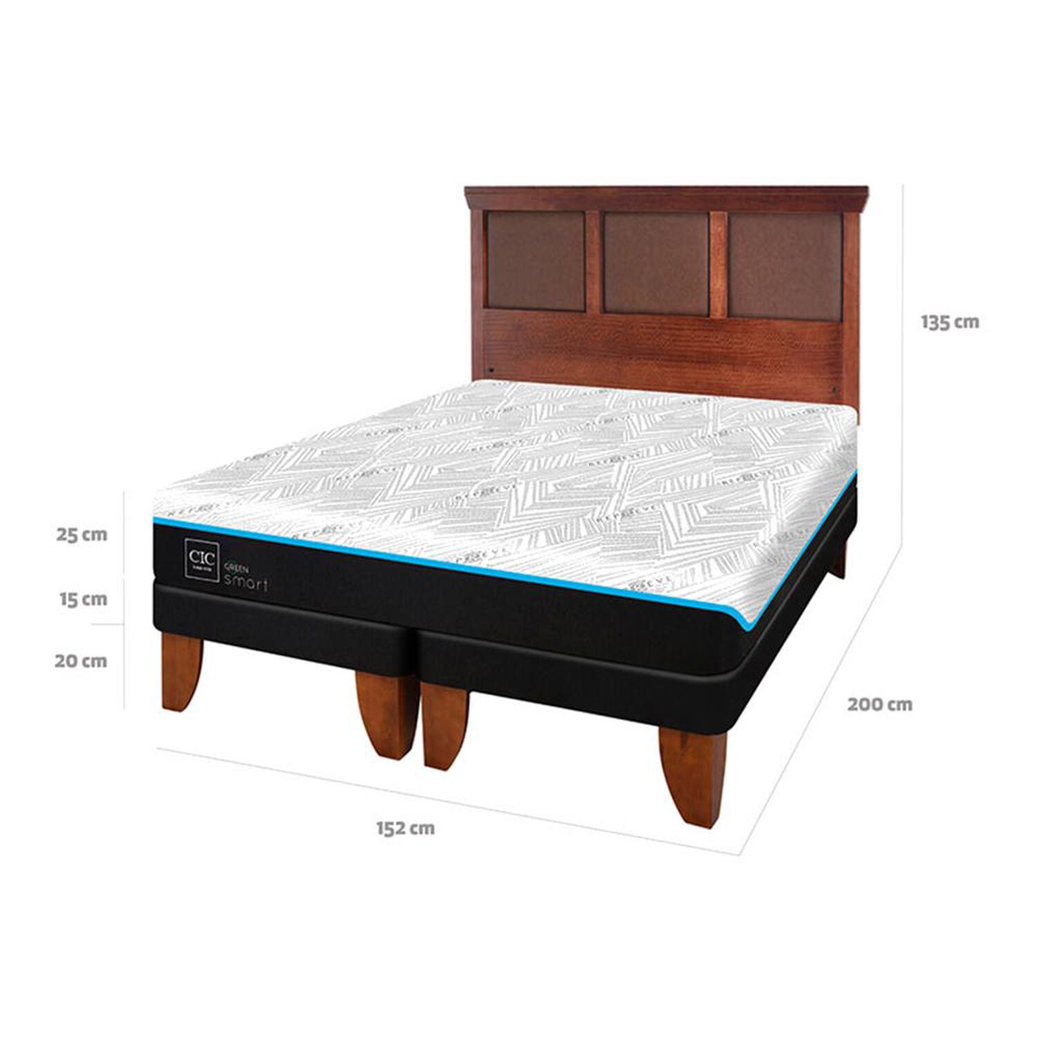 Cama Europea Cic Green Infinity / 2 Plazas / Base Dividida + Respaldo image number 6.0