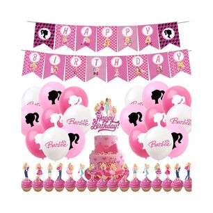 Pack Cumplea&ntilde;os Barbie Globos Toppers Cinta Y Mas