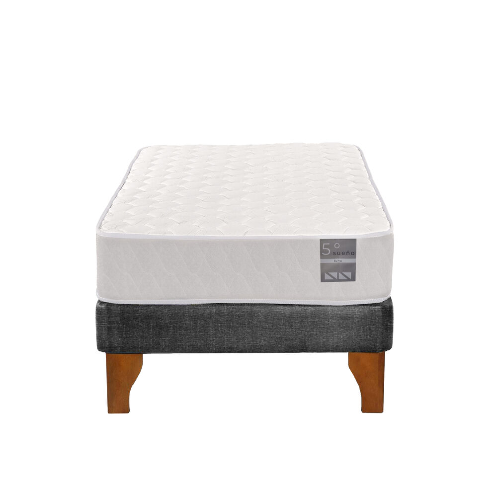 Cama Europea 1 Plaza Luna 90x190 Cm Base Colch&oacute;n Madera Gris image number 0.0