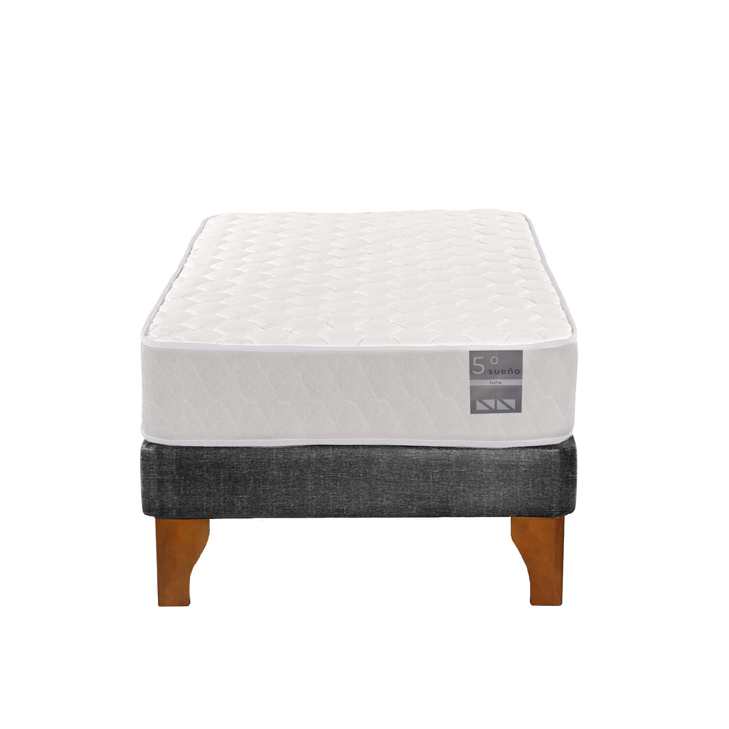 Cama Europea 1 Plaza Luna 90x190 Cm Base Colch&oacute;n Madera Gris image number 0.0
