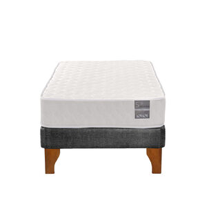 Cama Europea 1 Plaza Luna 90x190 Cm Base Colch&oacute;n Madera Gris