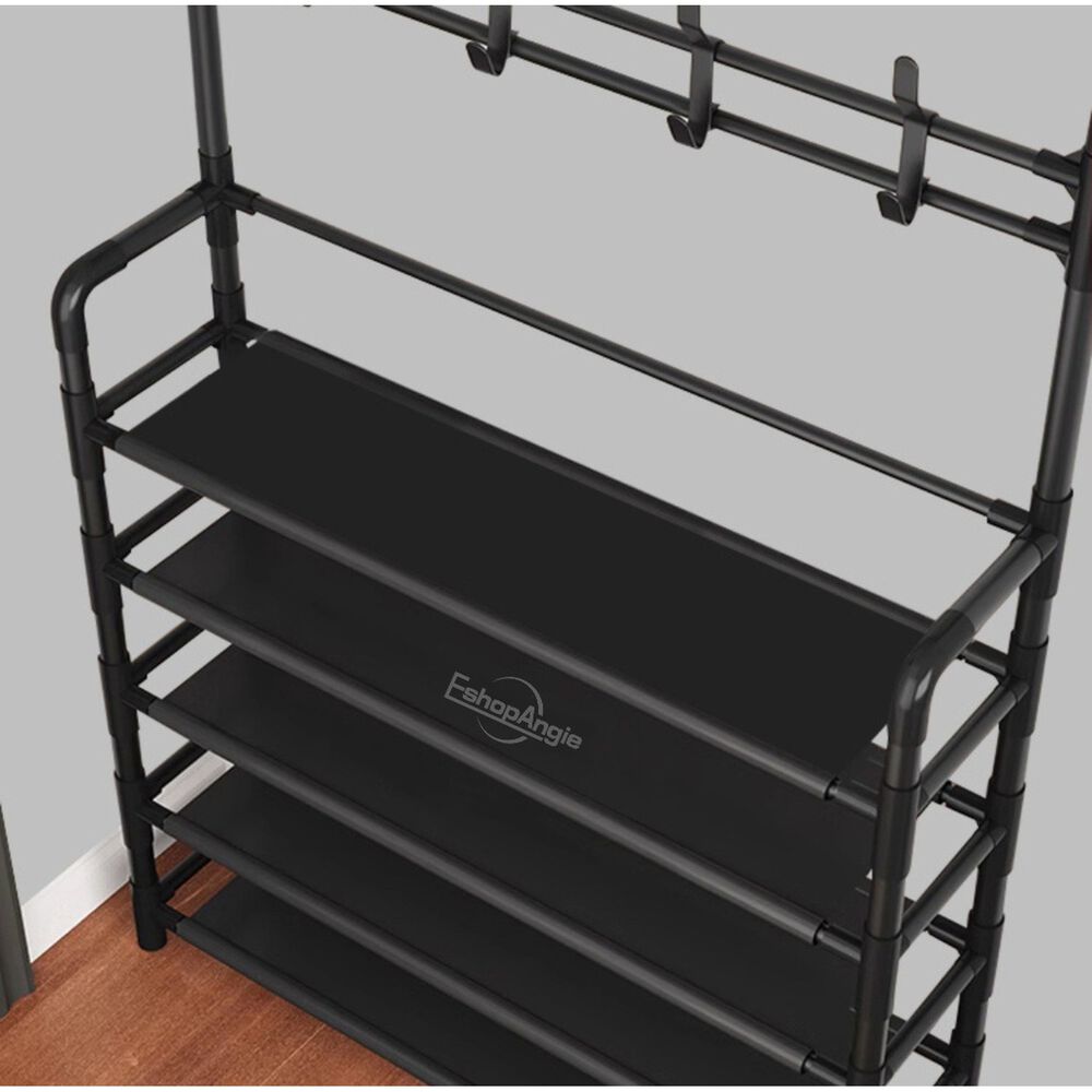 Organizador 2 En 1 Perchero Zapatero Metal 5 Niveles Negro image number 6.0