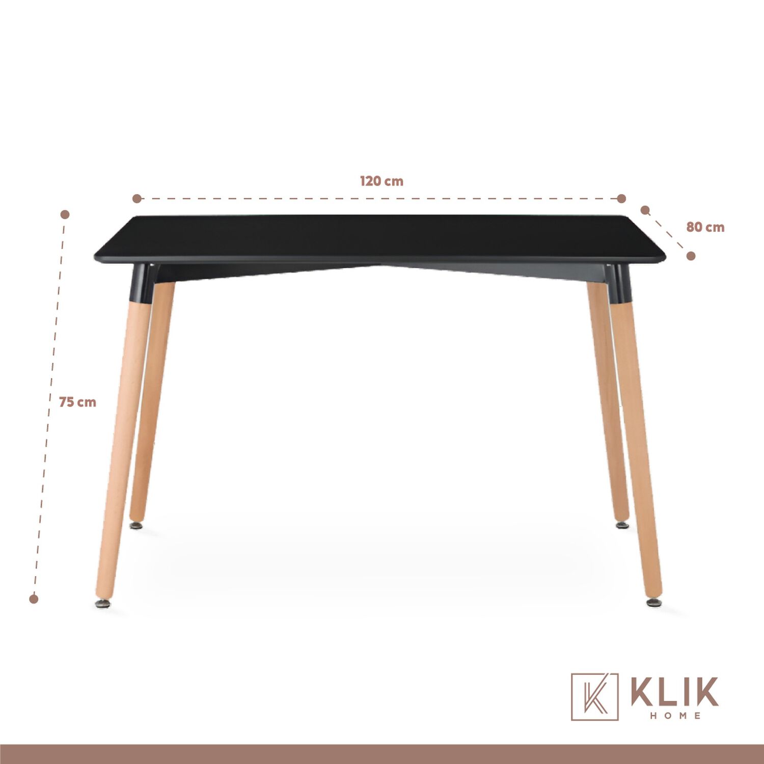 Comedor Mesa Rectangular Negra 120x80 + 4 Sillas Tulip Blancas image number 4.0