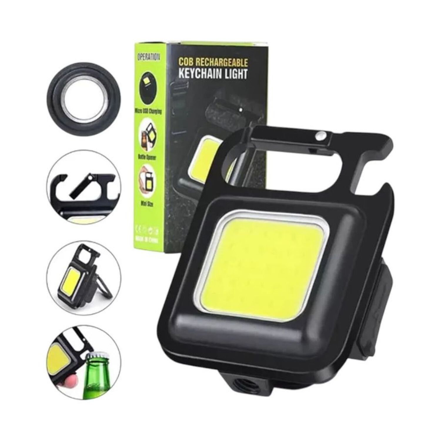 Pack 4 Mini Linterna Llavero Cob Recargable Usb Emergencia Camping Bolsillo image number 2.0